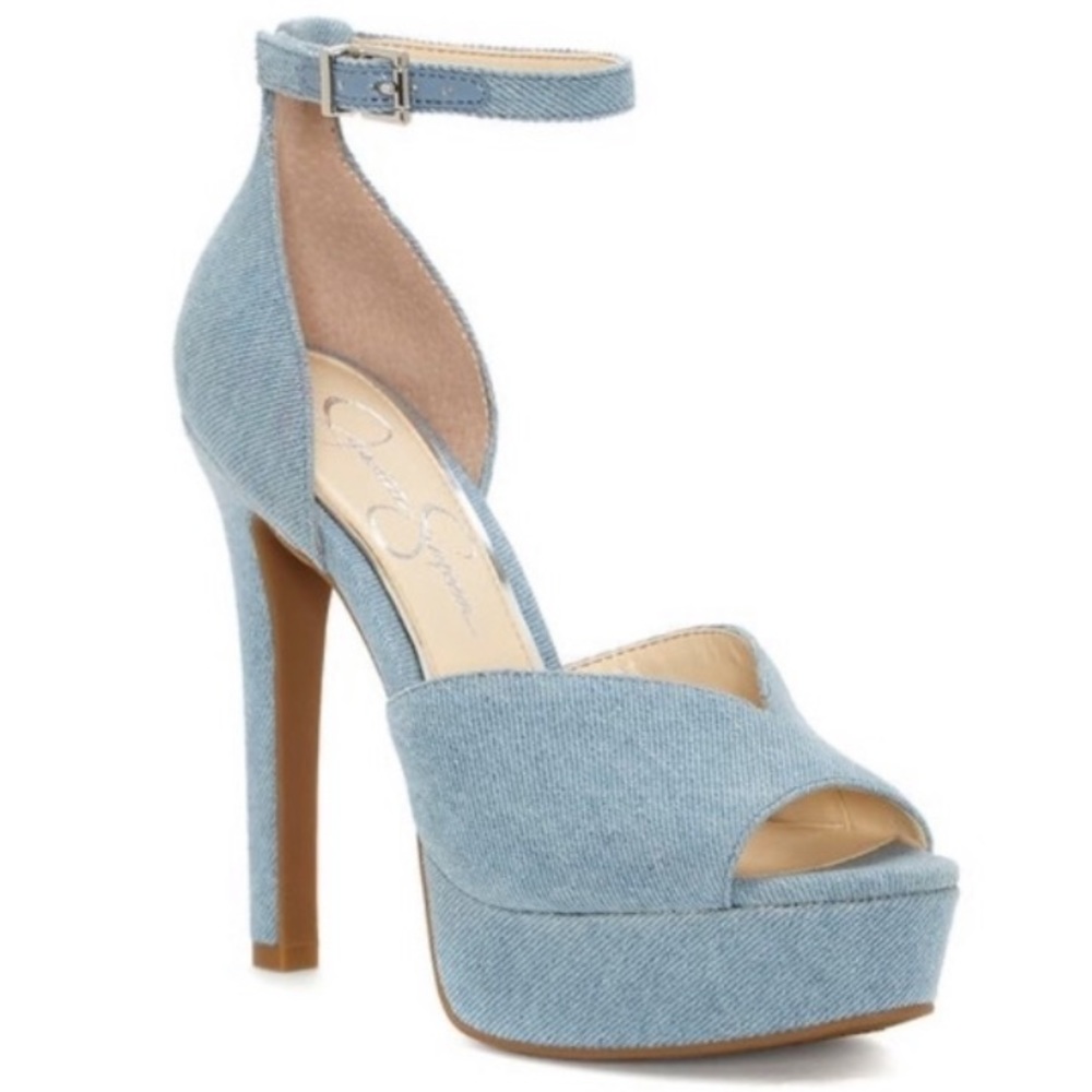 Jessica Simpson BRIYA Blue Denim Peep Toe Pumps